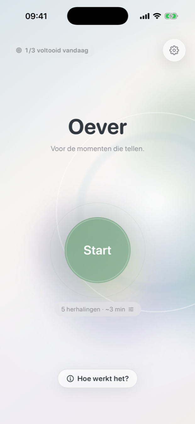 Startscherm van de Oever app.
